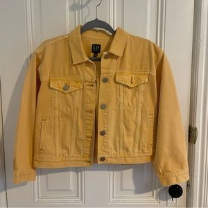vintage gap cropped yellow jean jacket